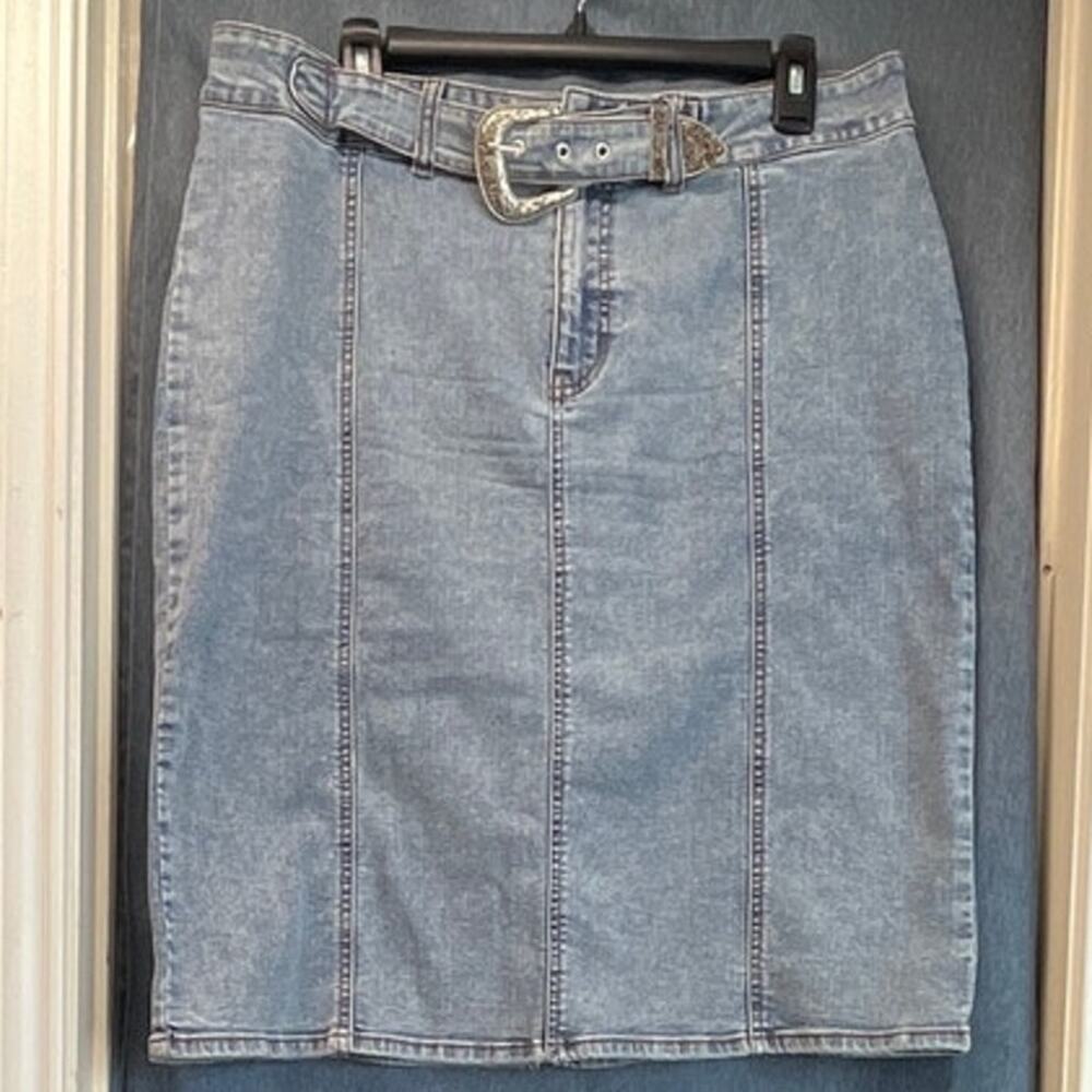 EST. 1946 Denim Women’s 14 Light-wash acid skirt belt K Southwestern/Cowboy